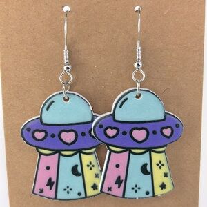 Acrylic UFO Girly Earrings Fun & Cute Dangle Earrings